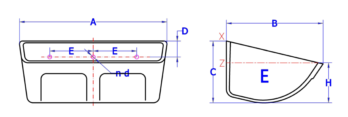 E Serie Bucket de tipo Shallow （HDPE & Nylon）